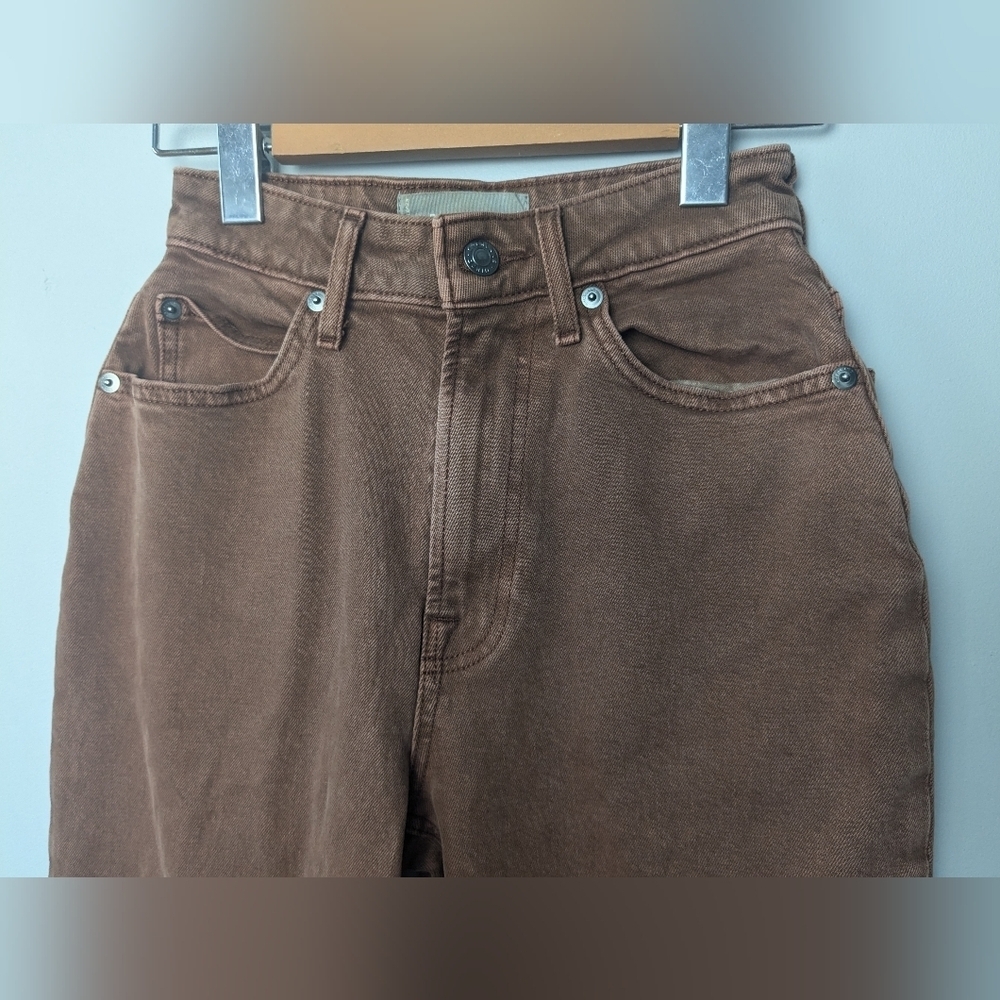 EVERLANE Way-High Curvy Jean - Brown Size 24 Reg Brown High Rise - Picture 3 of 14